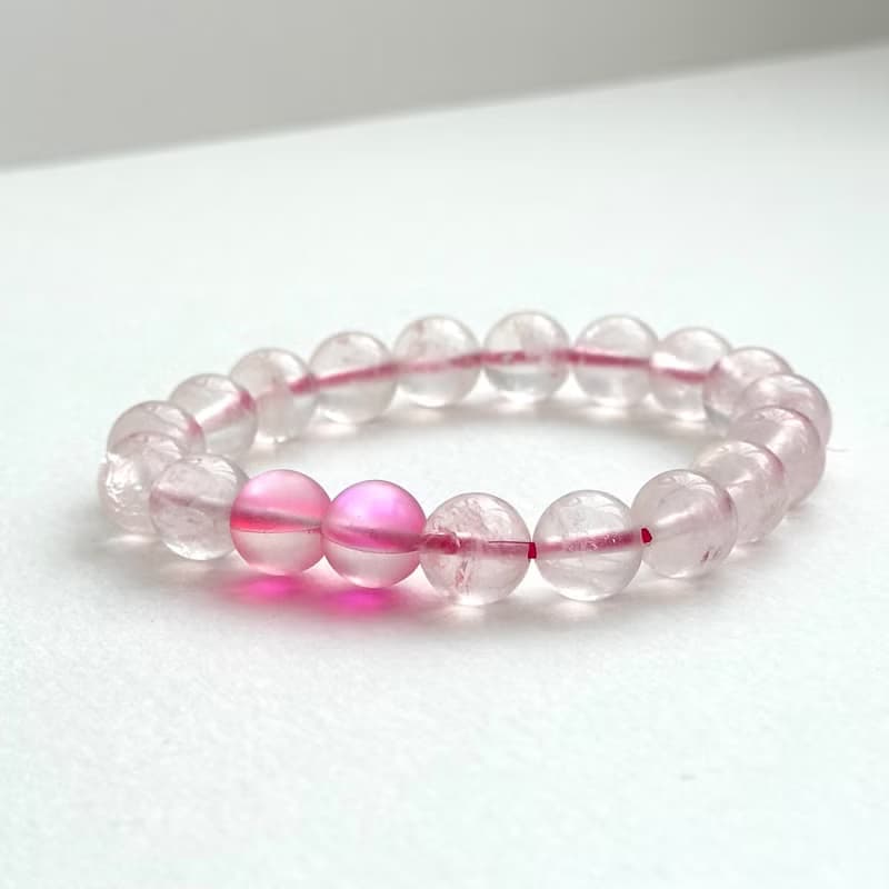 【天秤天蠍座|10月】冰種粉晶粉琉璃手鏈 招桃花保愛情 幸運魅力