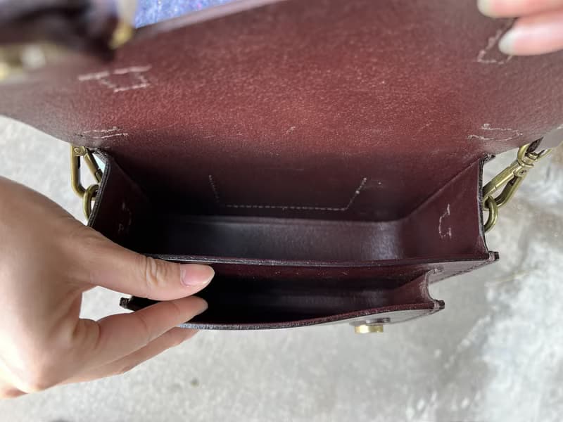 復古經典迷你劍橋包 咖啡色郵差包 真皮學院包