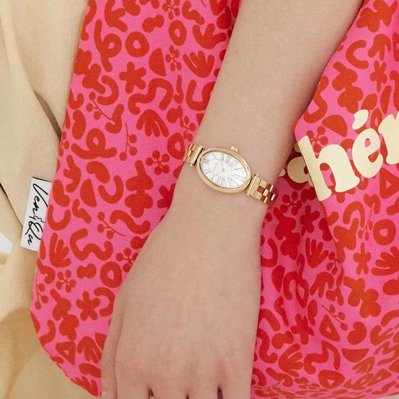 【Ven & Qu】Dome 金白配色手錶 – 21×31 mm 錶殼  不鏽鋼材質