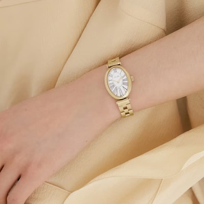 【Ven & Qu】Dome 金白配色手錶 – 21×31 mm 錶殼  不鏽鋼材質