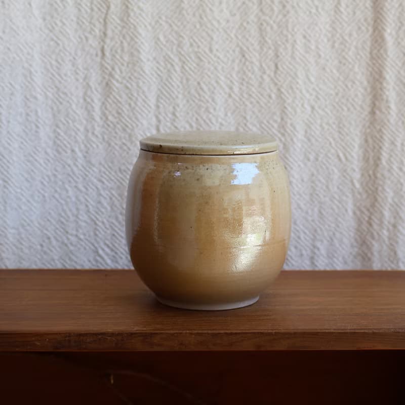 淺金 柴燒陶手工茶倉