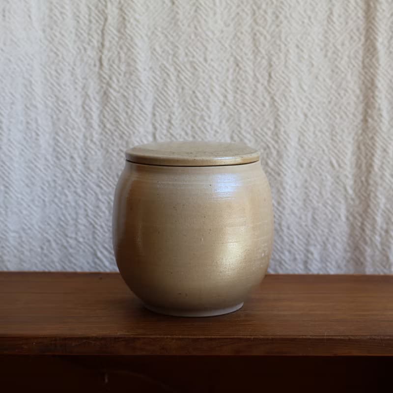 淺金 柴燒陶手工茶倉