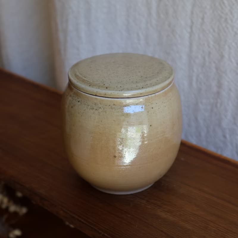 淺金 柴燒陶手工茶倉