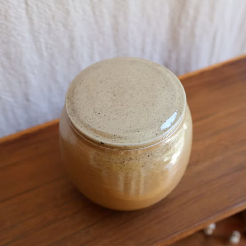 淺金 柴燒陶手工茶倉