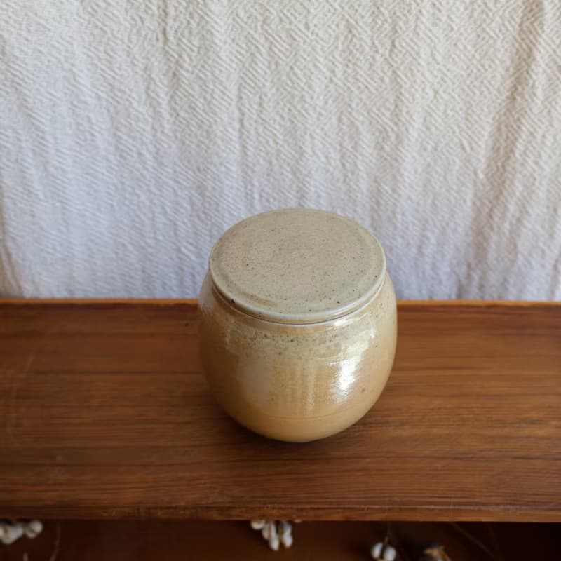 淺金 柴燒陶手工茶倉