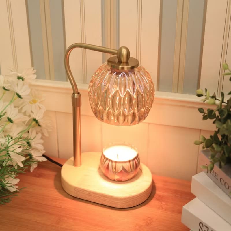 流金玻璃原木融蠟燈(融燭燈/蠟燭暖燈)-可調光可調高度