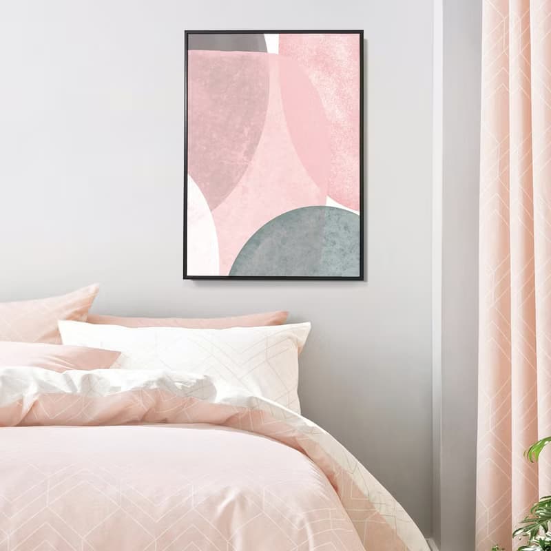 幾何圓 • 粉彩 - 粉灰優雅幾何佈置/現代感簡單設計/辦公室掛畫