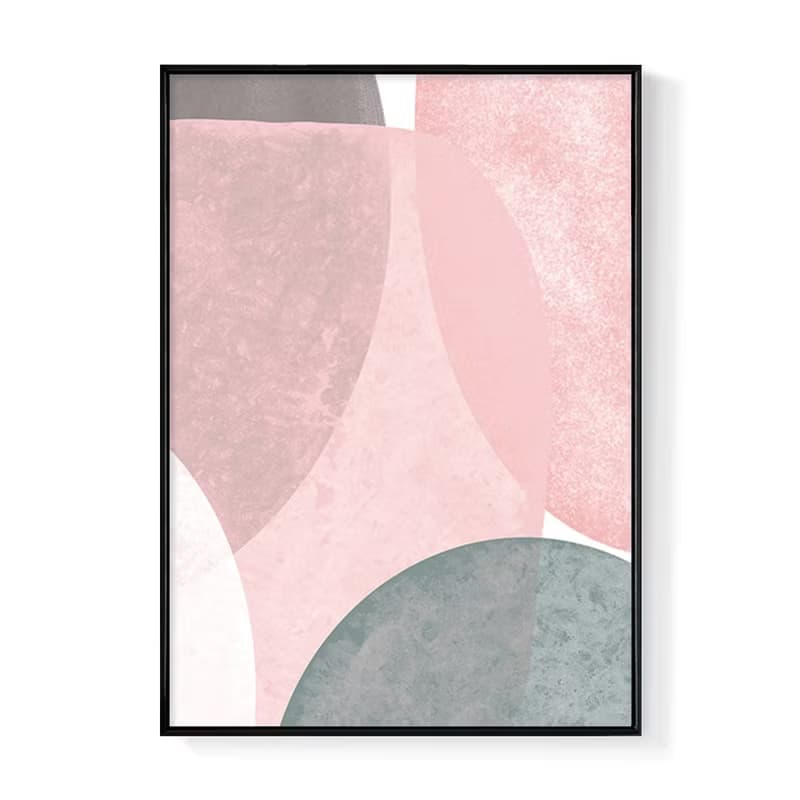 幾何圓 • 粉彩 - 粉灰優雅幾何佈置/現代感簡單設計/辦公室掛畫