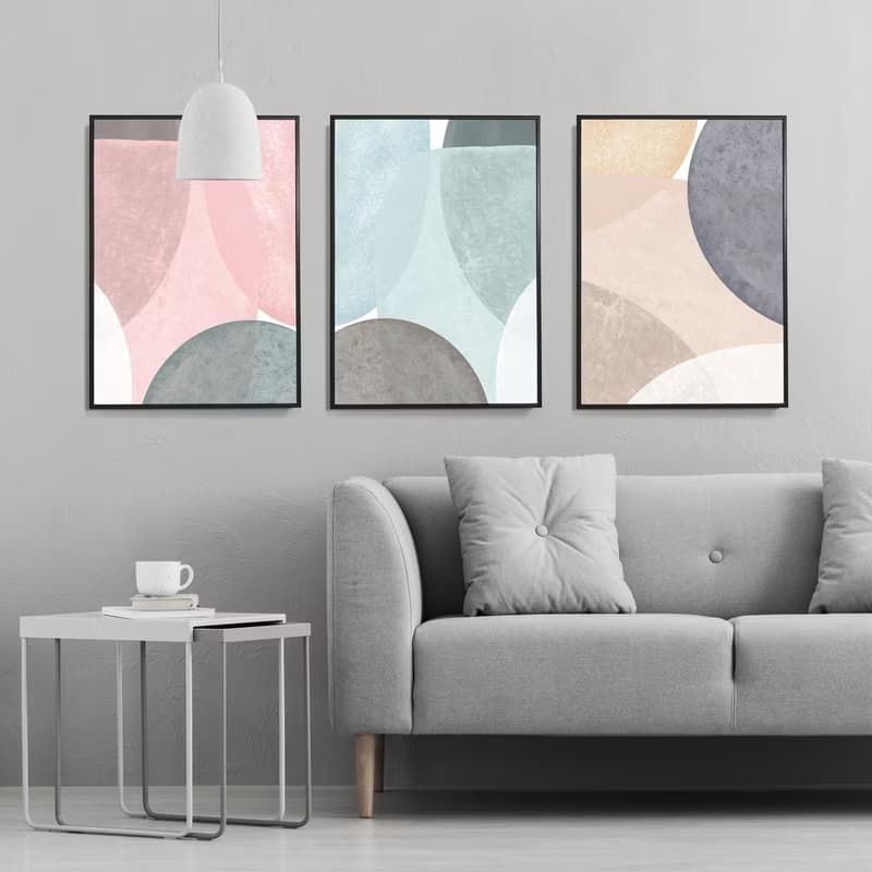 幾何圓 • 粉彩 - 粉灰優雅幾何佈置/現代感簡單設計/辦公室掛畫
