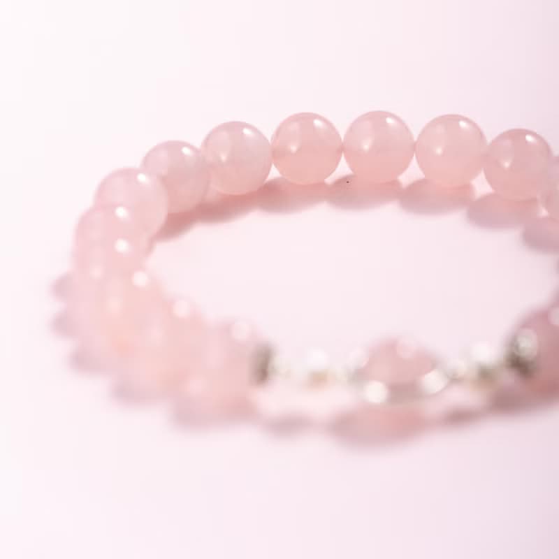 粉水晶珍珠925純銀手鍊 | 天然水晶手鍊禮物