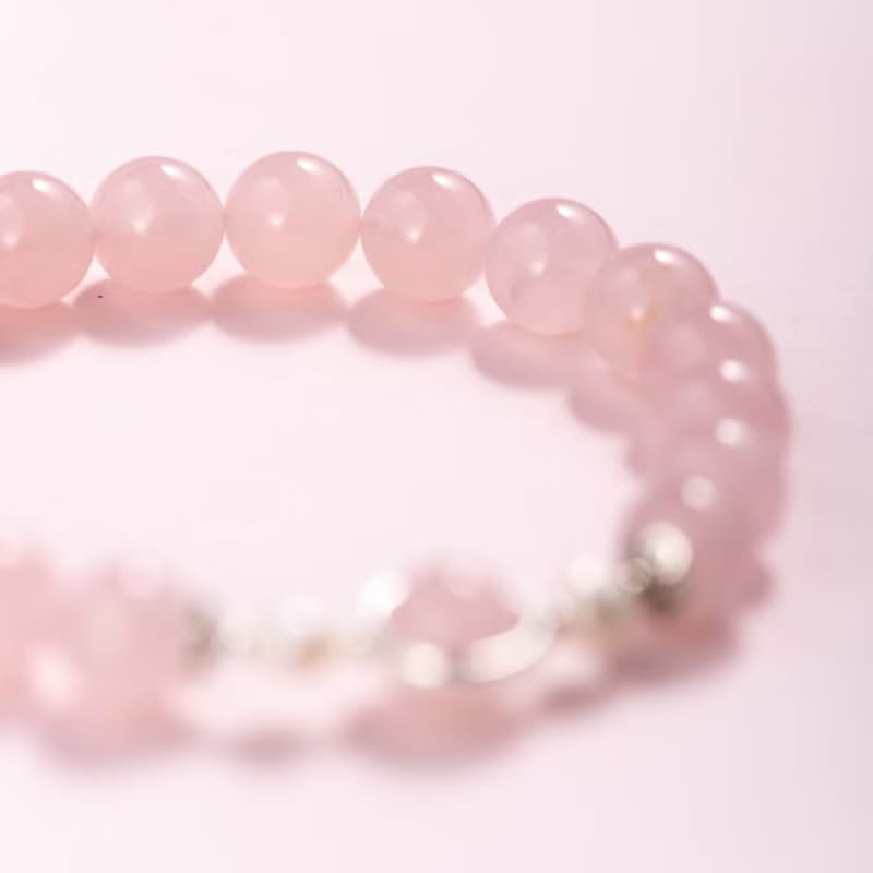 粉水晶珍珠925純銀手鍊 | 天然水晶手鍊禮物