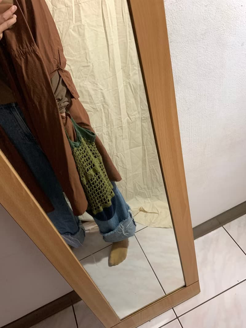 手工創作_小圓編織提袋_藍/綠