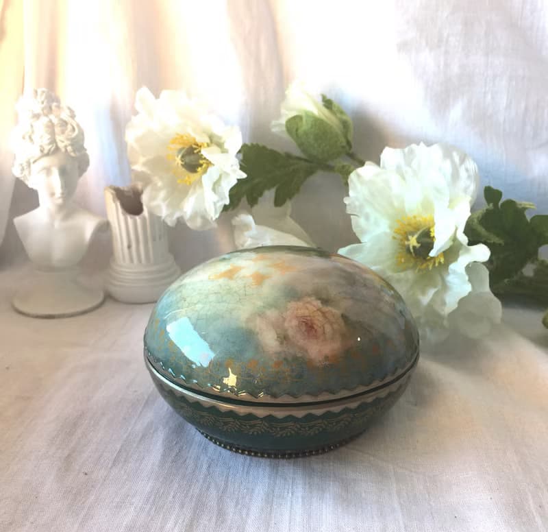 Green jewelry box, round ring box, rose box, gift box, anniversary gift
