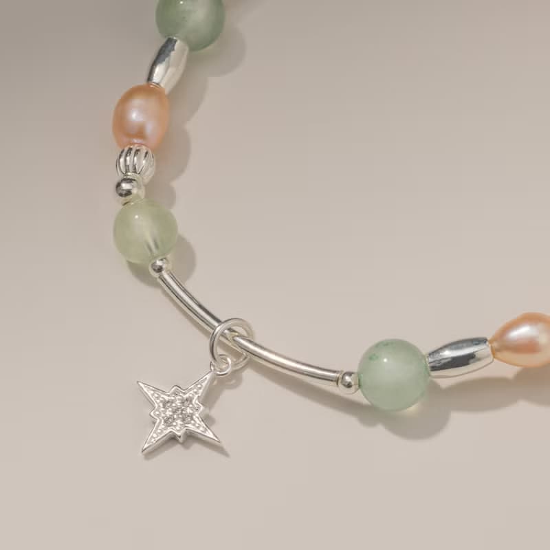 (旺財運+穩定情緒) 繁星 | 葡萄石 綠東陵 粉珍珠 | 天然水晶手鍊