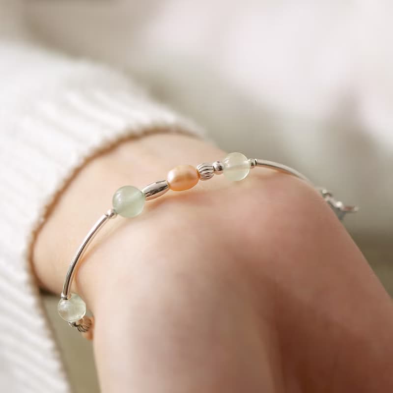 (旺財運+穩定情緒) 繁星 | 葡萄石 綠東陵 粉珍珠 | 天然水晶手鍊