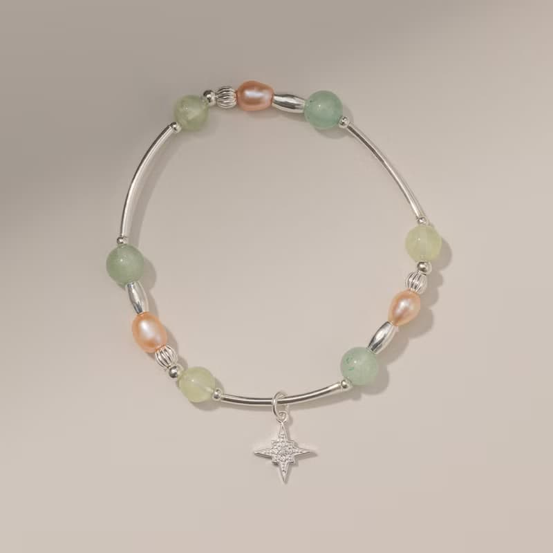 (旺財運+穩定情緒) 繁星 | 葡萄石 綠東陵 粉珍珠 | 天然水晶手鍊