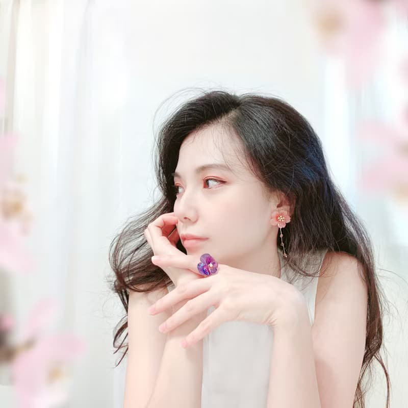 耳環 櫻花 樹脂 草莓晶 銀飾 耳夾 水鑽 禮物 禮盒 手工 情人節