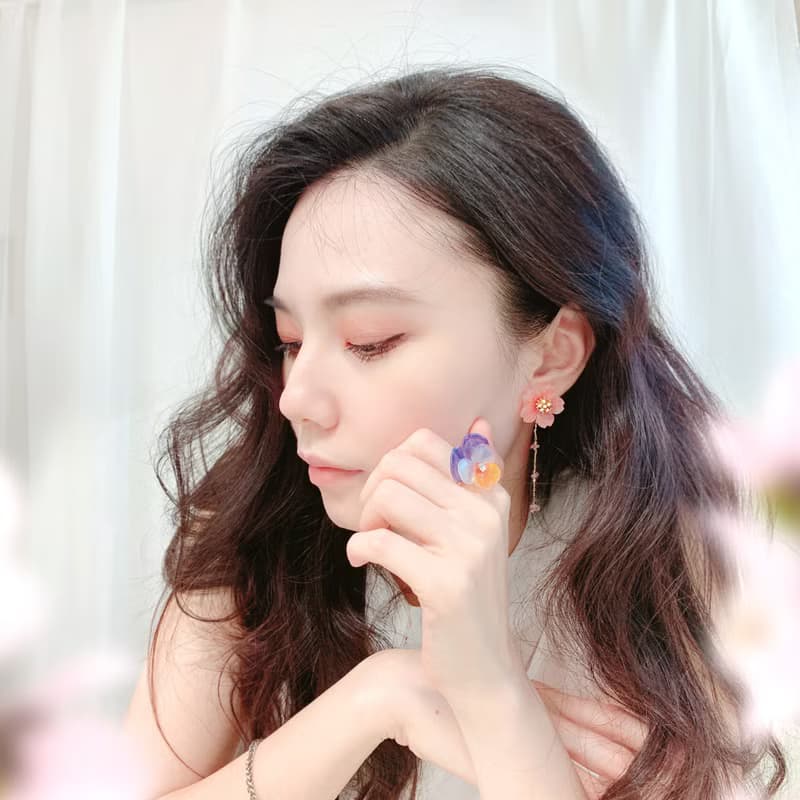 耳環 櫻花 樹脂 草莓晶 銀飾 耳夾 水鑽 禮物 禮盒 手工 情人節