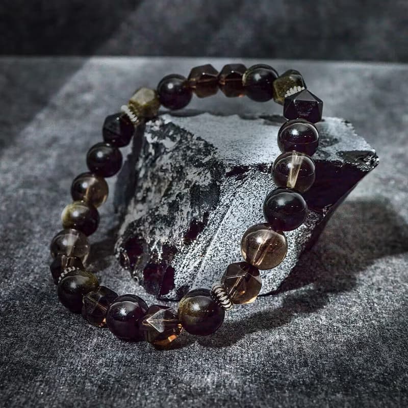 黑武士 | B18金沙黑曜石茶晶手鍊