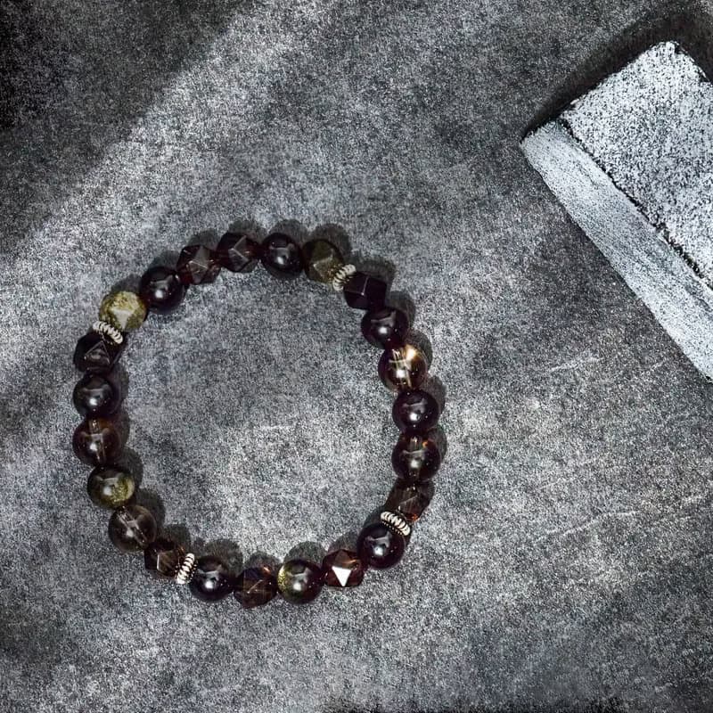 黑武士 | B18金沙黑曜石茶晶手鍊