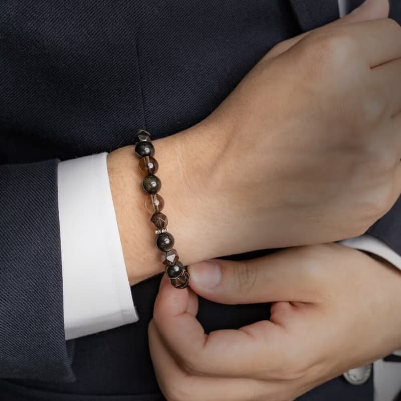 黑武士 | B18金沙黑曜石茶晶手鍊
