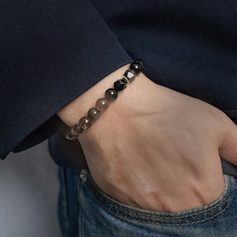 黑武士 | B18金沙黑曜石茶晶手鍊