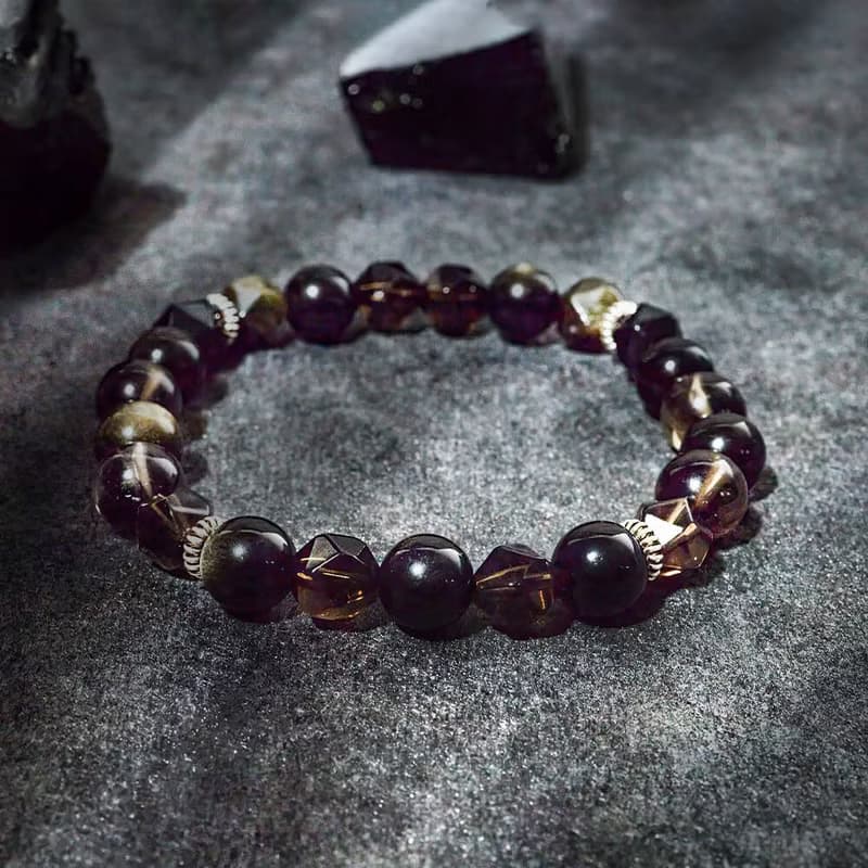 黑武士 | B18金沙黑曜石茶晶手鍊