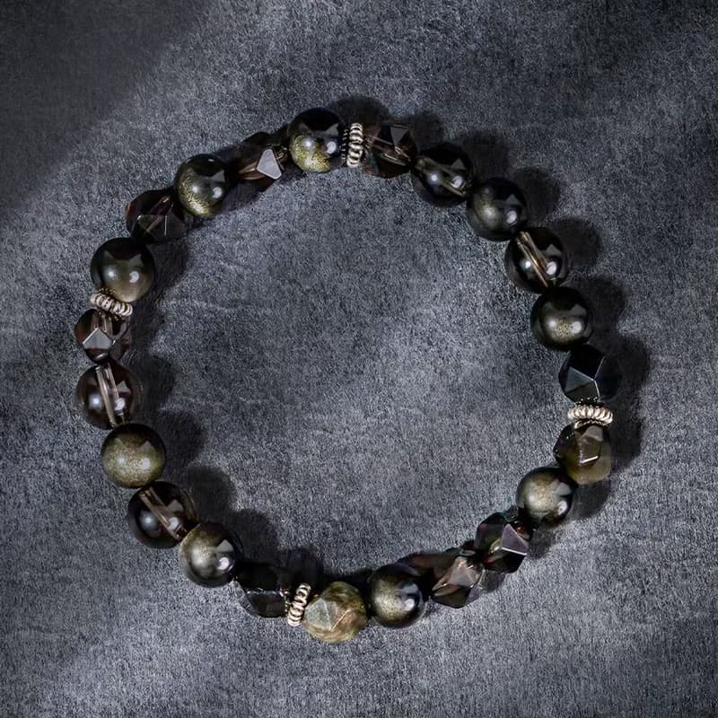 黑武士 | B18金沙黑曜石茶晶手鍊