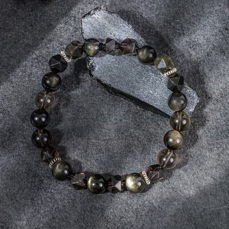 黑武士 | B18金沙黑曜石茶晶手鍊