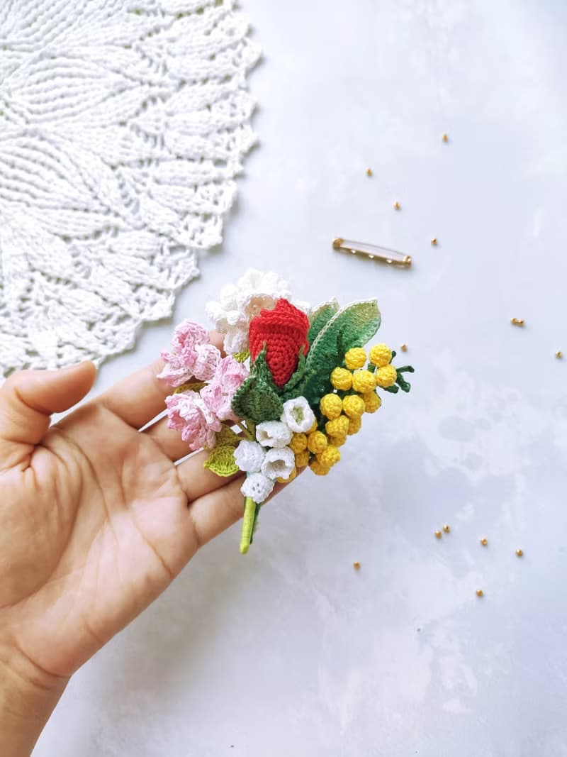 奧運鮮花胸針 奧運花花 奧運花束別針 鉤針胸針 北京奧運會