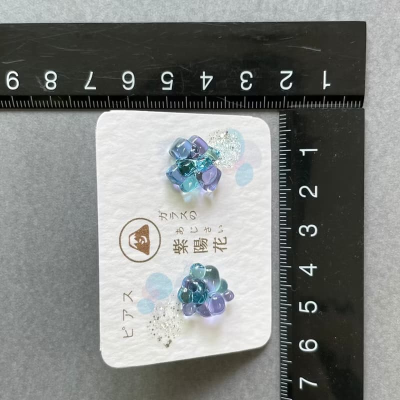 季節の花【琉球ガラス】あじさい (ピアス or イヤリング)