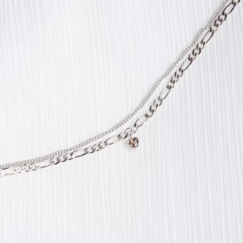 茶晶925純銀愛心蛋糕雙層手鍊