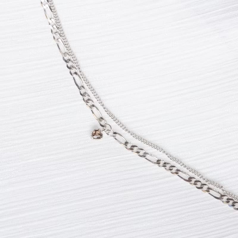 茶晶925純銀愛心蛋糕雙層手鍊