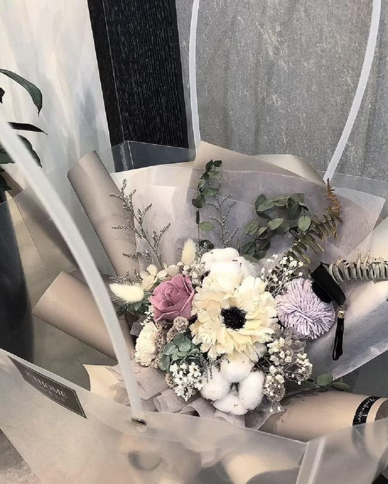 文青系 棕色 畢業花束 謝師花束 永生花束 乾燥花束 生日花束