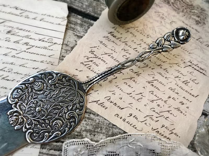 德國Vintage浮雕玫瑰花柄鍍銀蛋糕鏟