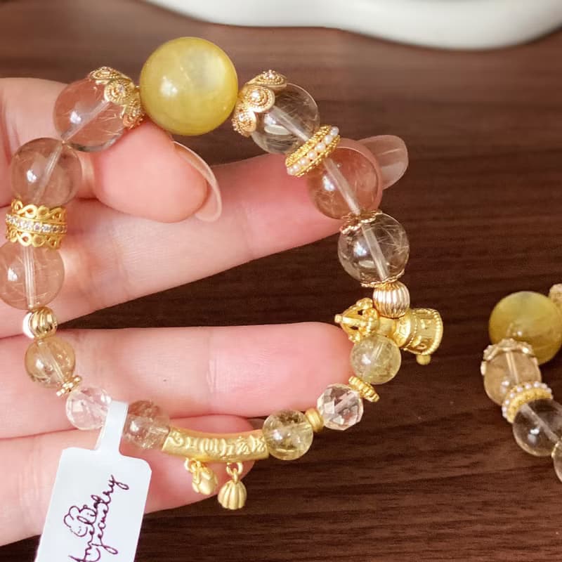Amelia Jewelry丨金星要塞/銀河帝國丨黃金鋰雲母金髮晶原創手鍊