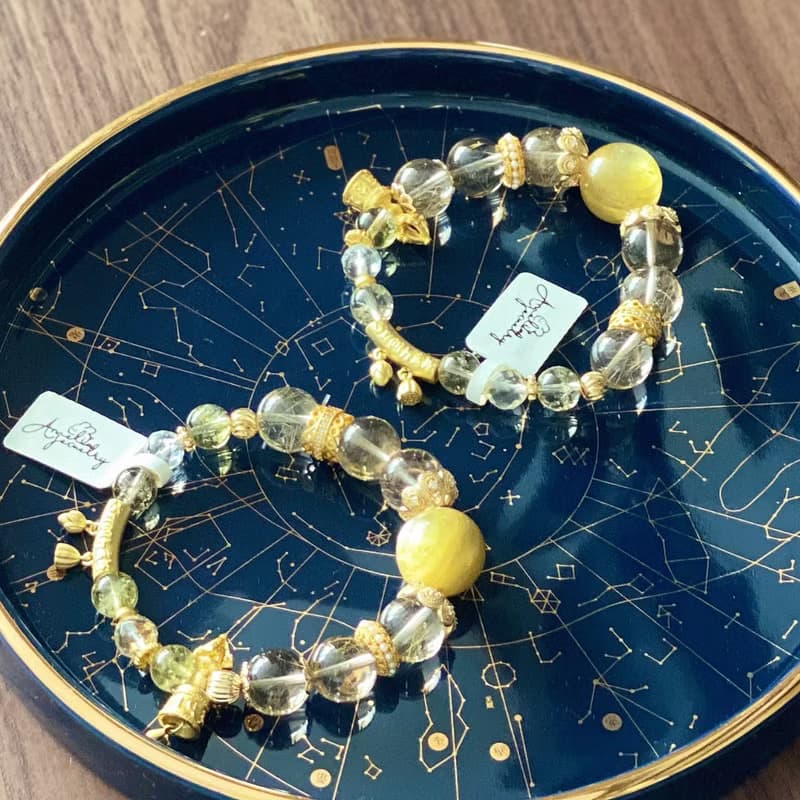 Amelia Jewelry丨金星要塞/銀河帝國丨黃金鋰雲母金髮晶原創手鍊