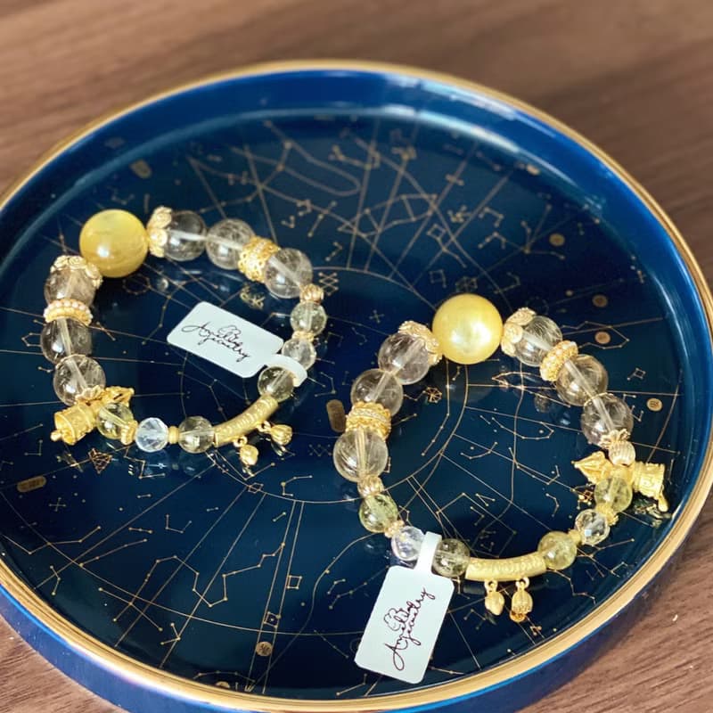 Amelia Jewelry丨金星要塞/銀河帝國丨黃金鋰雲母金髮晶原創手鍊