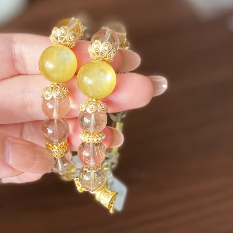 Amelia Jewelry丨金星要塞/銀河帝國丨黃金鋰雲母金髮晶原創手鍊