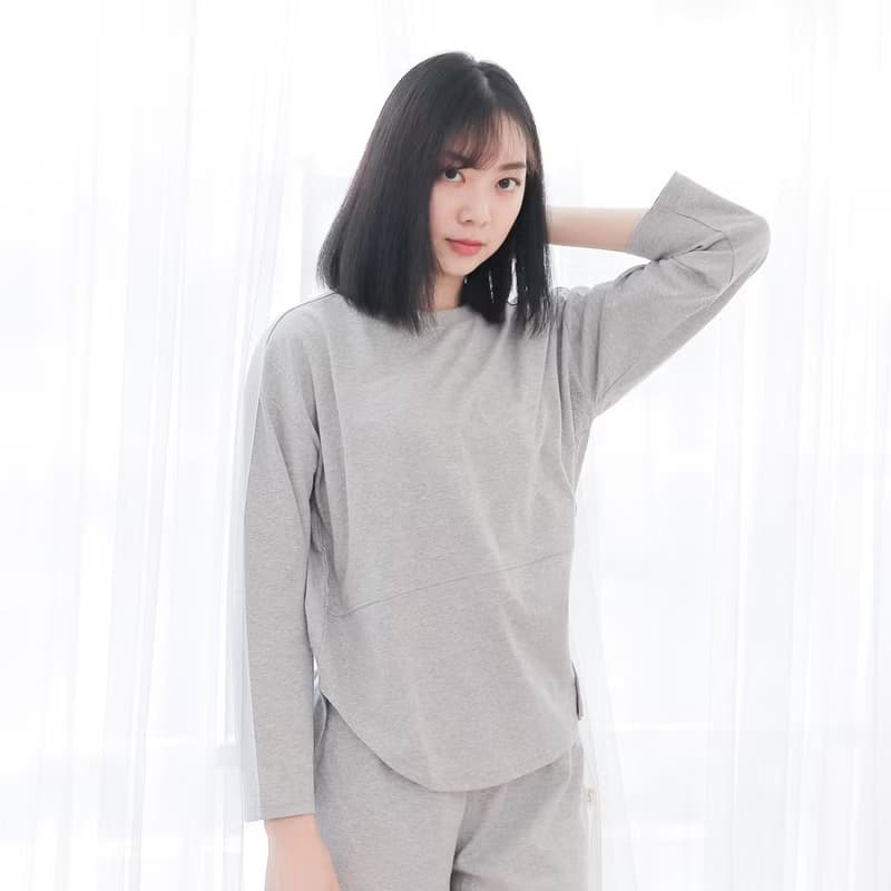 UMORFIL膠原蛋白長袖居家服-麻花灰