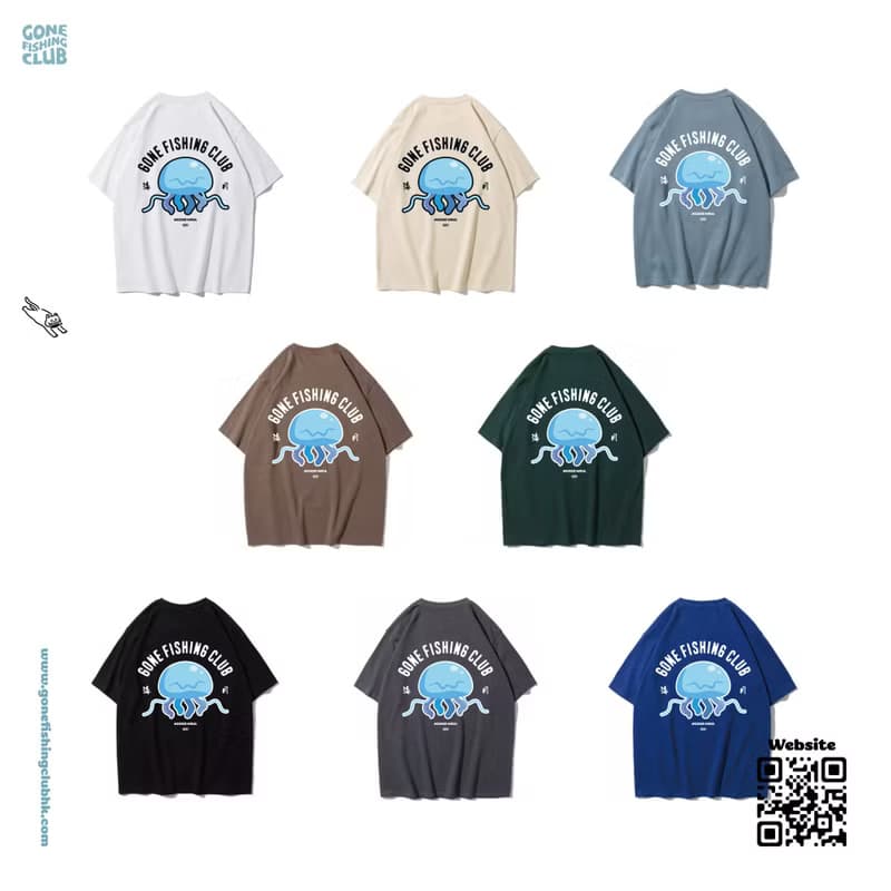 Jelly Fish 水母 中性短袖T恤 8色男女同款 釣魚俱樂部