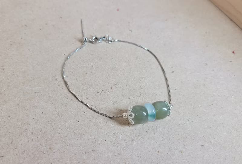 【親翠】天然翡翠fit天然和田北  純銀綠潤和田飄抹綠甜甜圈手串