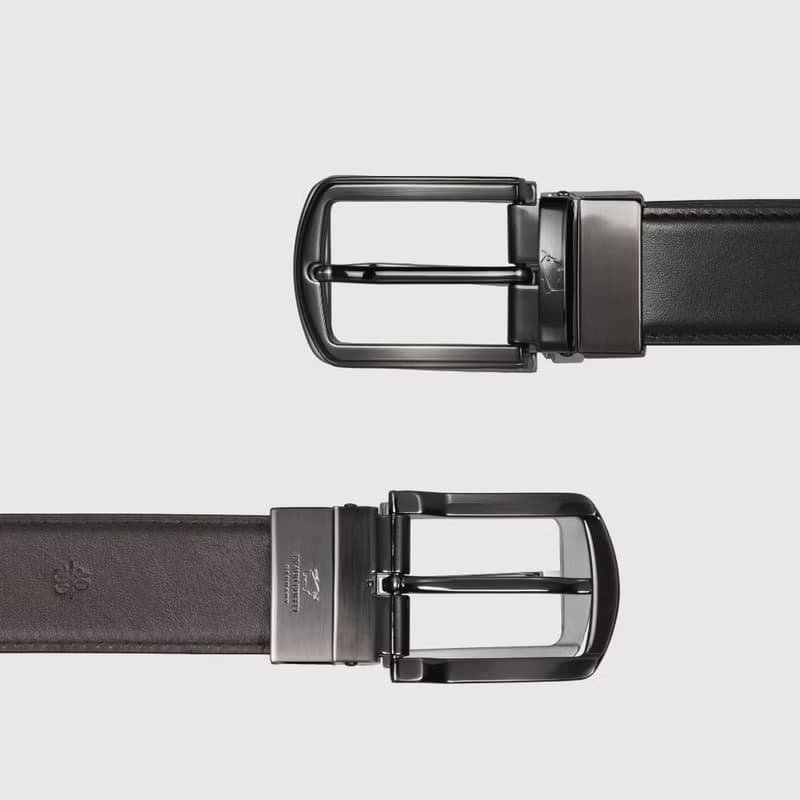 【免費升級送禮包裝】時尚紳士 圓弧方扣穿針式皮帶-鎗色/BF25S