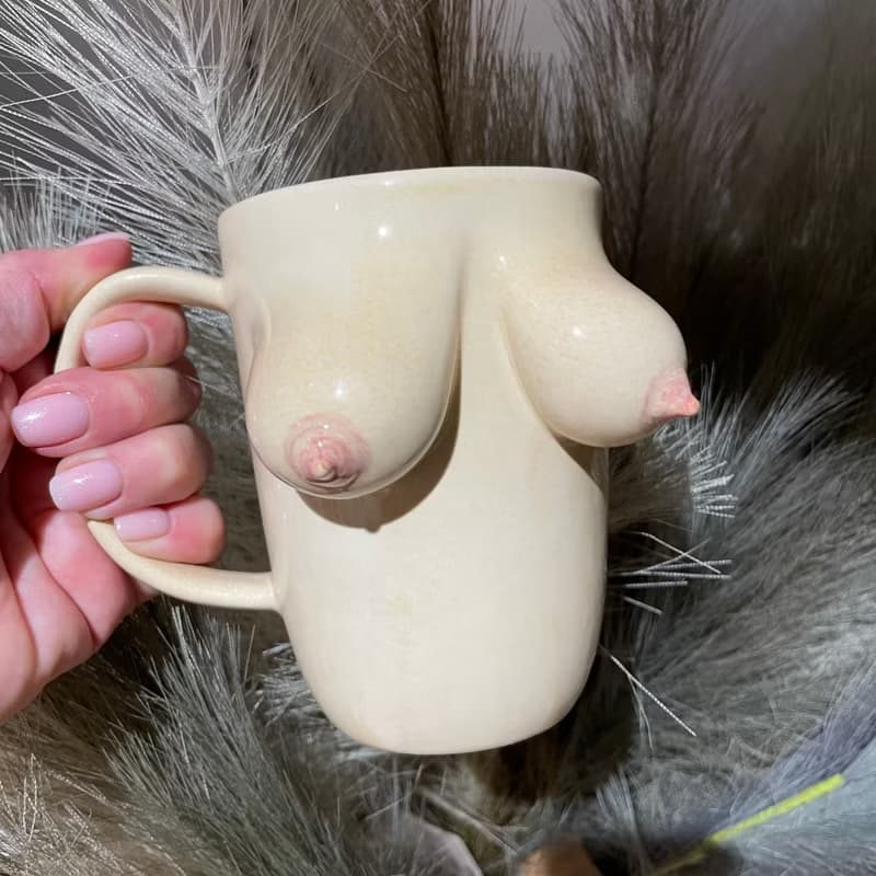 手工陶瓷咖啡杯－獨特的乳房設計有趣又富有藝術感的禮物