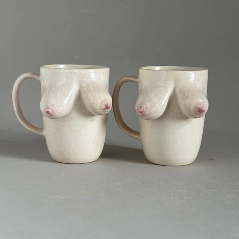手工陶瓷咖啡杯－獨特的乳房設計有趣又富有藝術感的禮物