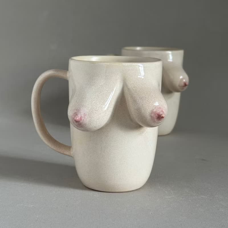 手工陶瓷咖啡杯－獨特的乳房設計有趣又富有藝術感的禮物