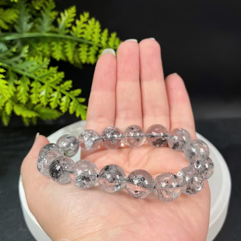 美國閃靈鉆手串 赫爾基蒙水晶 13.5mm 冰透彩虹閃片 能量石助睡眠