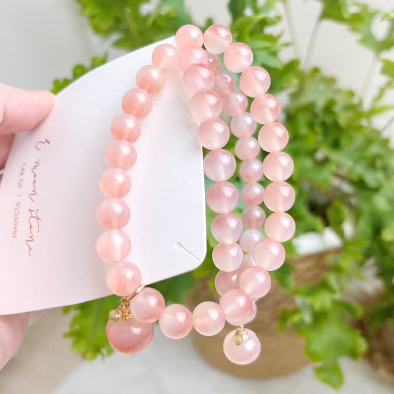 聚寶半盆 蜜桃果汁鹽源瑪瑙彈性手鍊