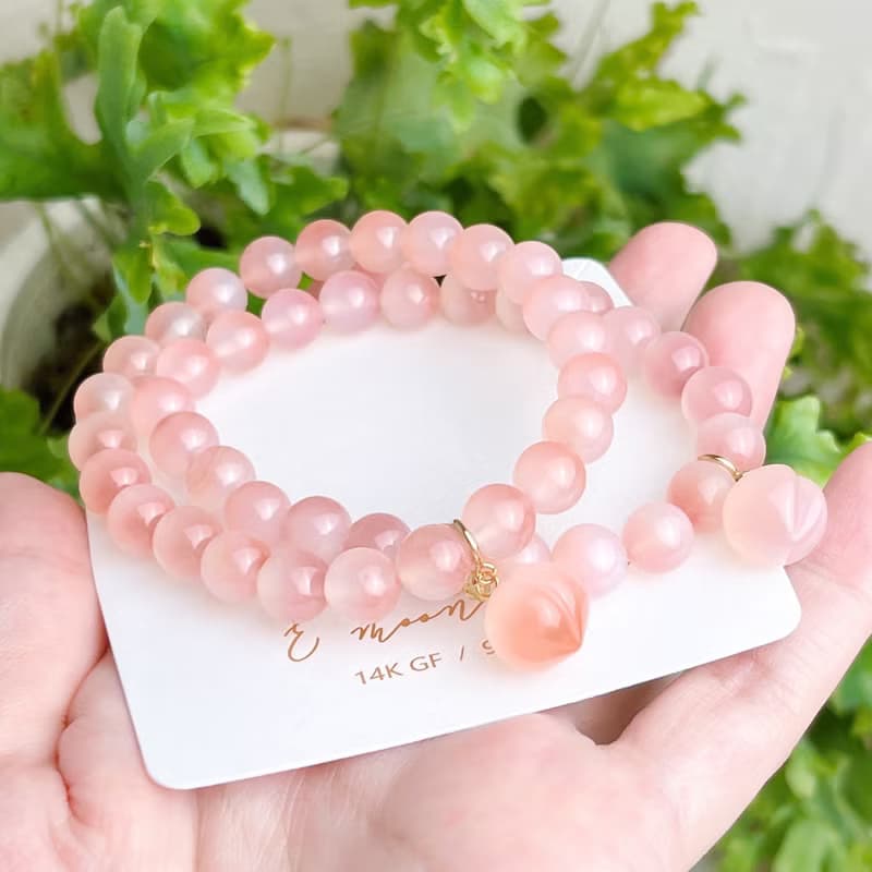 聚寶半盆 蜜桃果汁鹽源瑪瑙彈性手鍊