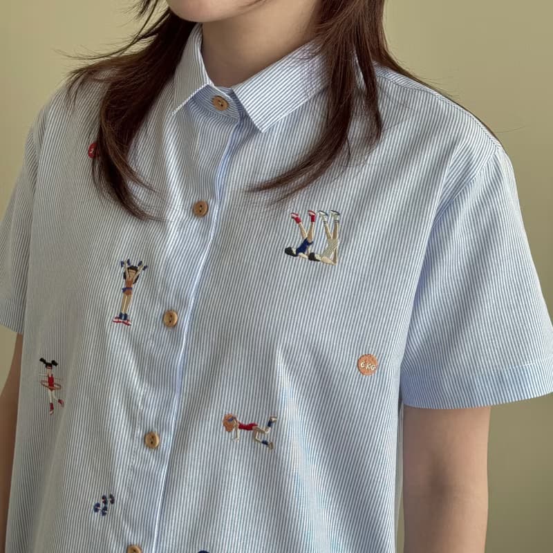刺繡襯衫 (Embroidery Shirt) 藍色條紋 (Blue Stripe)
